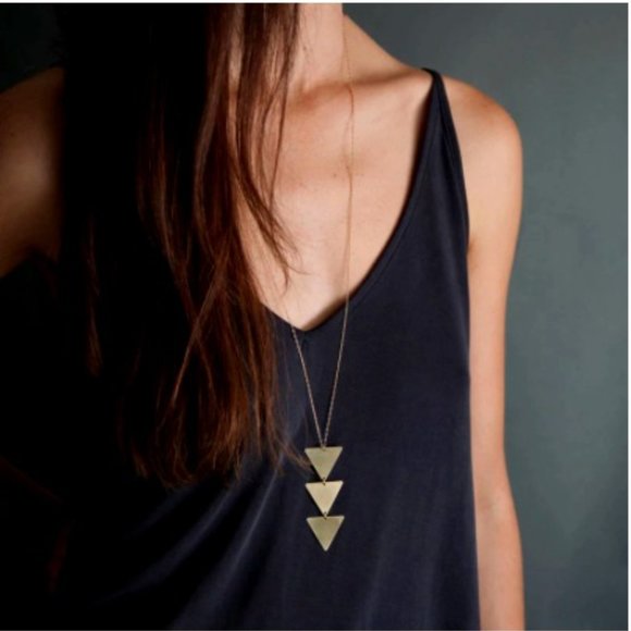 LiveChicStyle Jewelry - 2/$22 Gold Triangle Sweater Necklace